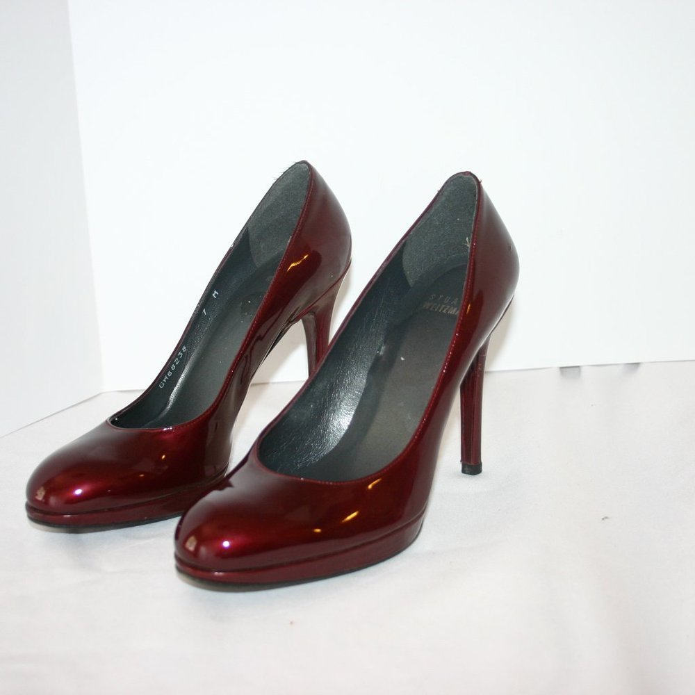 Stuart Weitzman Deep Red Spike Heel Platform J-893 - image 3